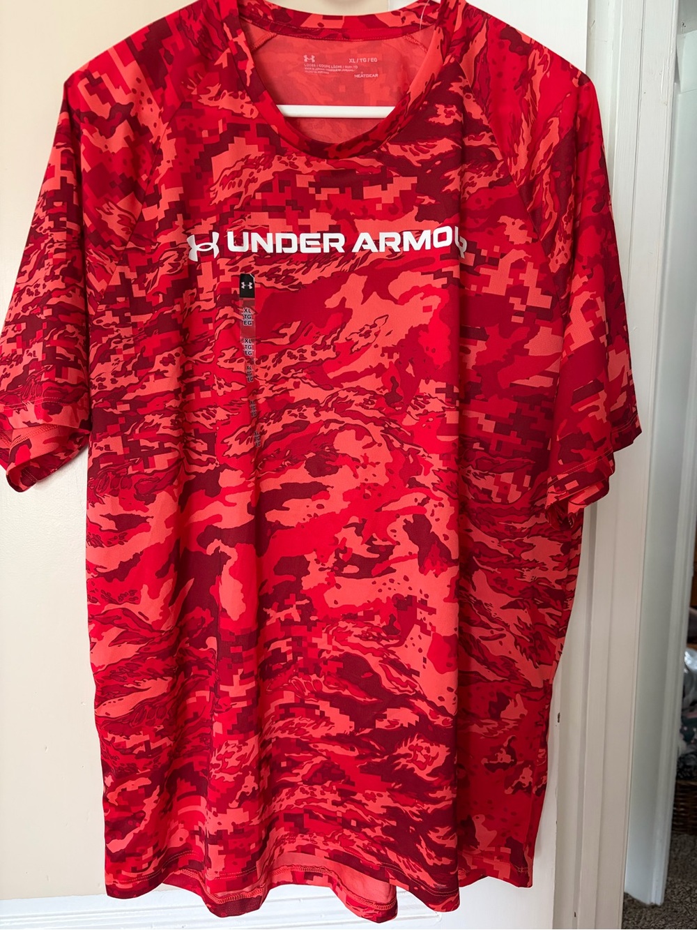 Under Armour Red Digital Camo Short Sleeve Performance Tee